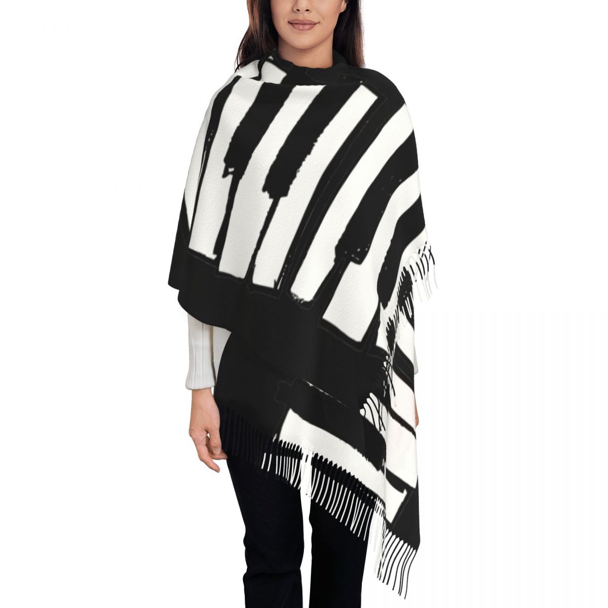 Minimalistic Piano Keys Scarf  - Pashmina Wrap Large recension och pris