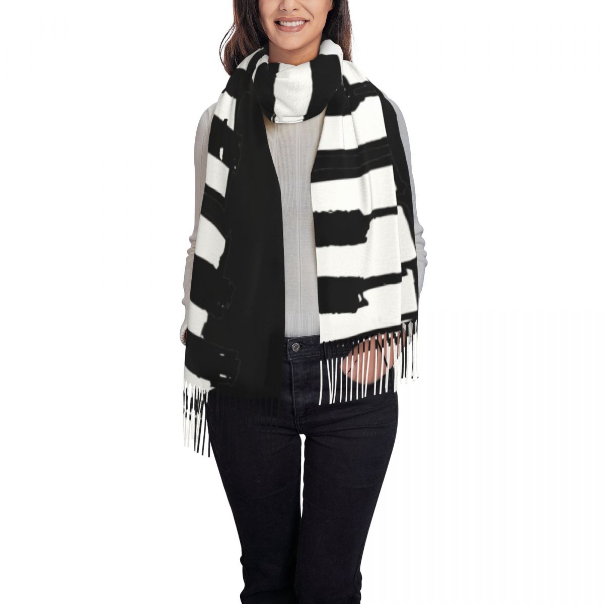 Minimalistic Piano Keys Scarf  - Pashmina Wrap Large recension och pris