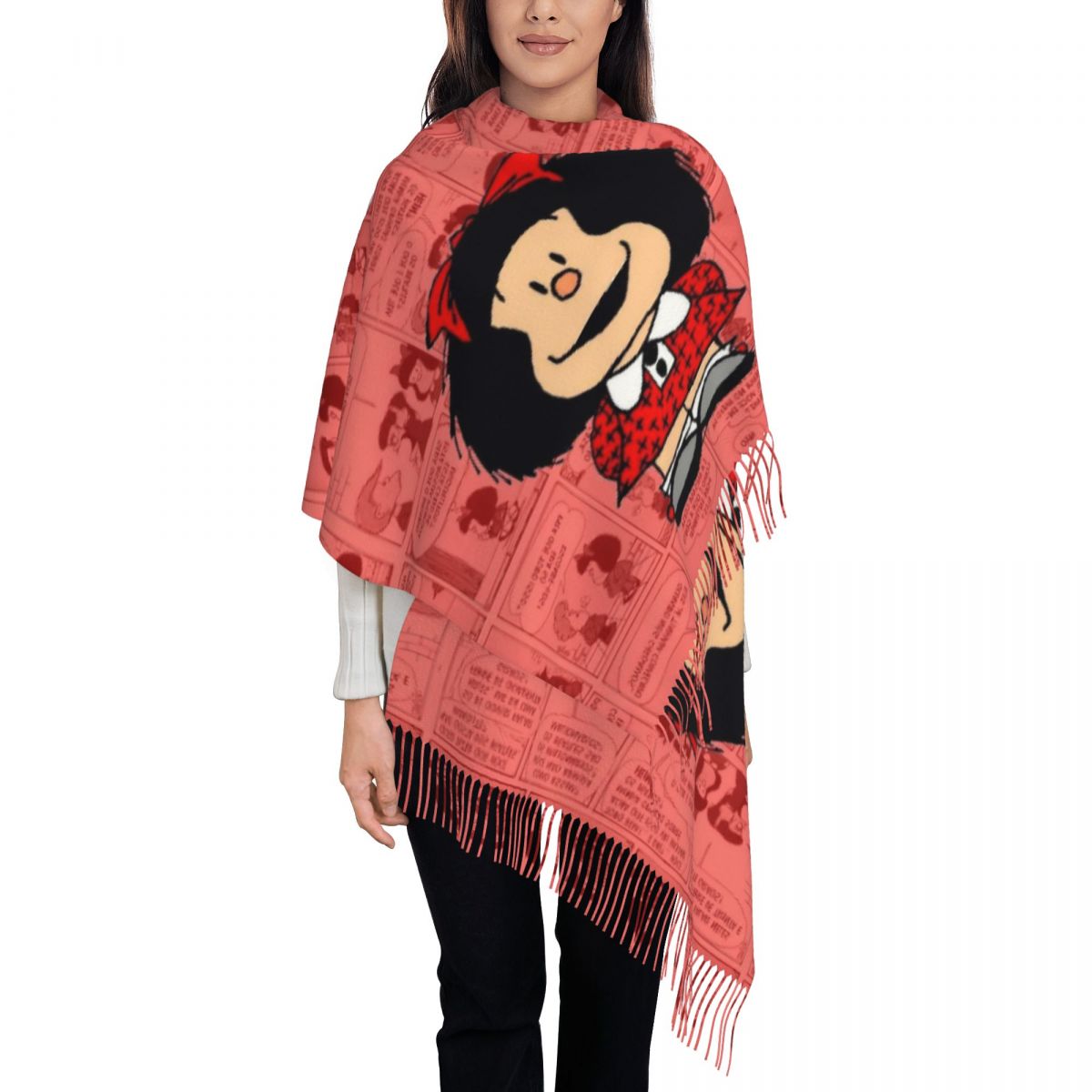 Women's Tassel Scarf Mafaldas  - Pashmina Wrap Large recension och pris