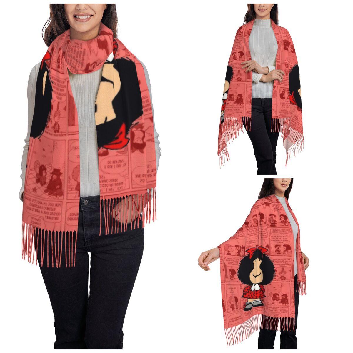 Women's Tassel Scarf Mafaldas  - Pashmina Wrap Large recension och pris