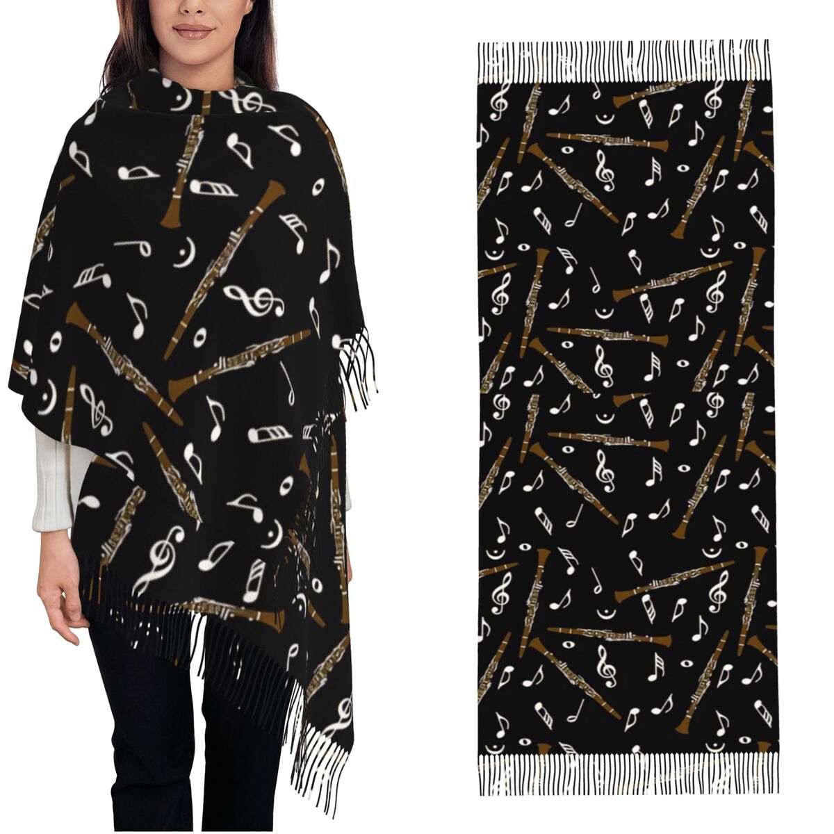 Womens Scarf with Tassel Clari - Pashmina Wrap Large recension och pris