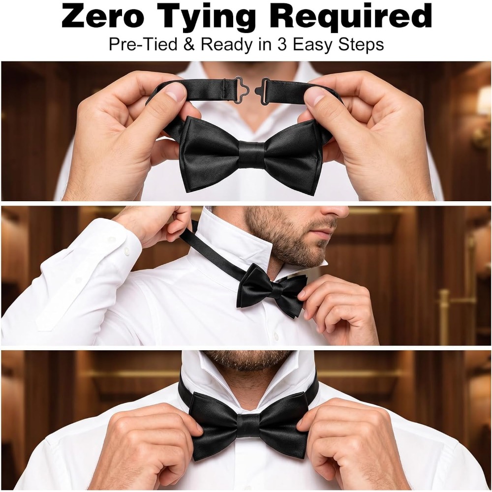 2-Piece Black Bow Ties, Pre-Ti - Bow Tie Pre Tied recension och pris