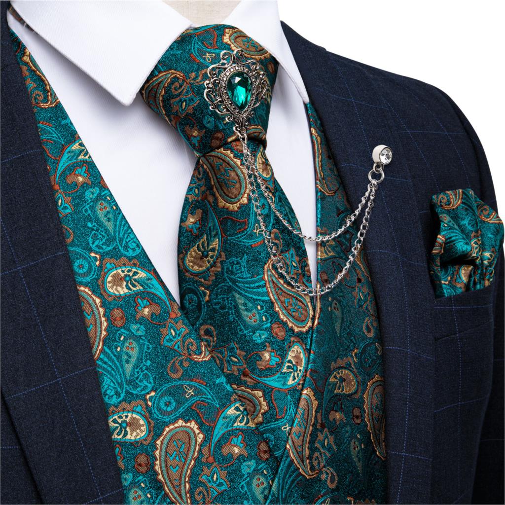 New Teal Green Paisley Formal  - Pocket Square Set recension och pris