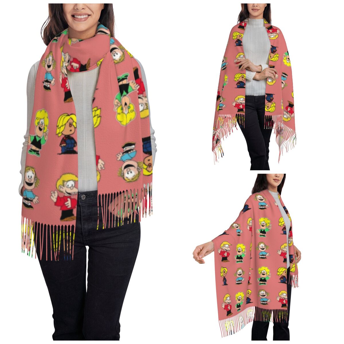 Womens Tassel Scarf Mafaldas C - Pashmina Wrap Large recension och pris